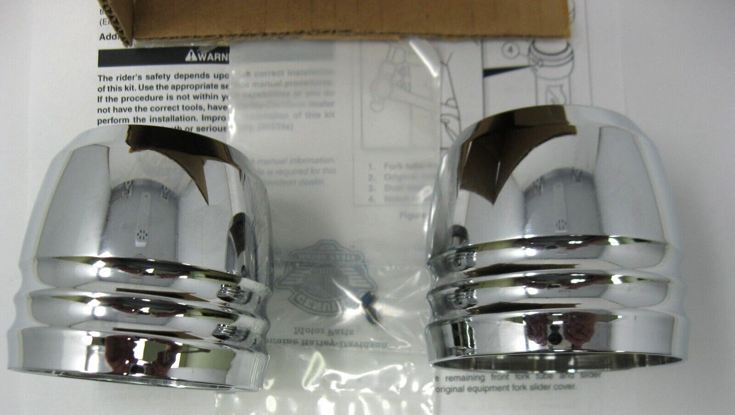 Harley-Davidson OEM Dyna Grooved Chrome Fork Slider Dust Cover Kit 46889-06