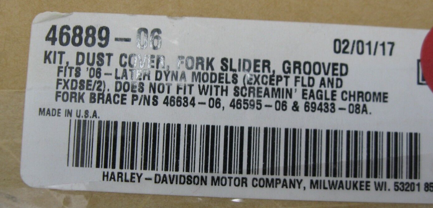 Harley-Davidson OEM Dyna Grooved Chrome Fork Slider Dust Cover Kit 46889-06