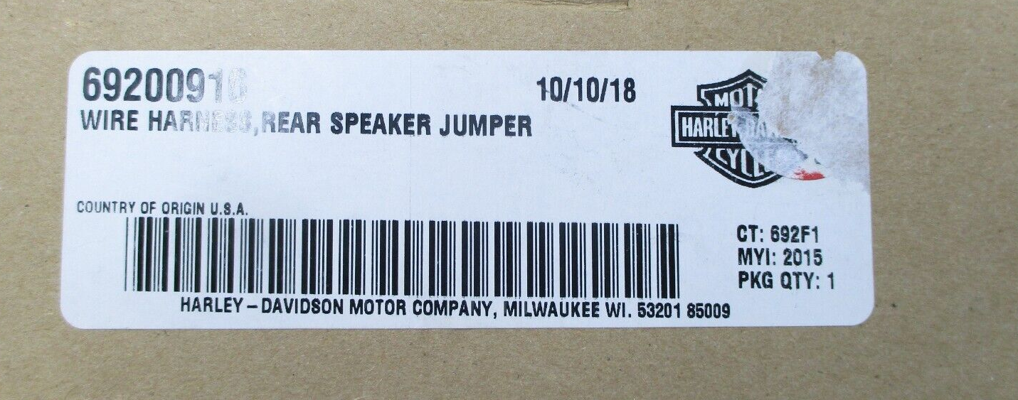 Harley-Davidson Rear Speaker Jumper Wire Harness 69200916 â Precision Frame