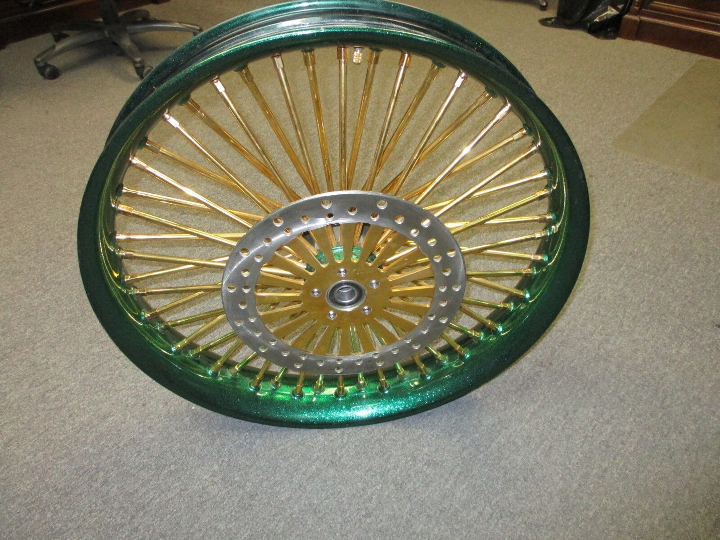 26" x 3.5" 50 Fat Spoke Wheel with 13" Brake Rotor for Custom Bagger Application