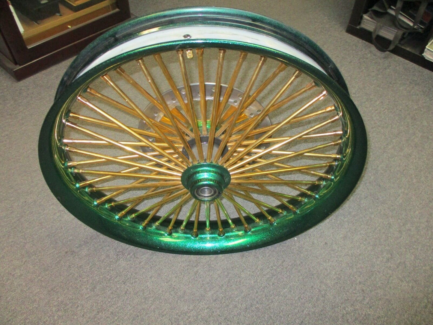 26" x 3.5" 50 Fat Spoke Wheel with 13" Brake Rotor for Custom Bagger Application