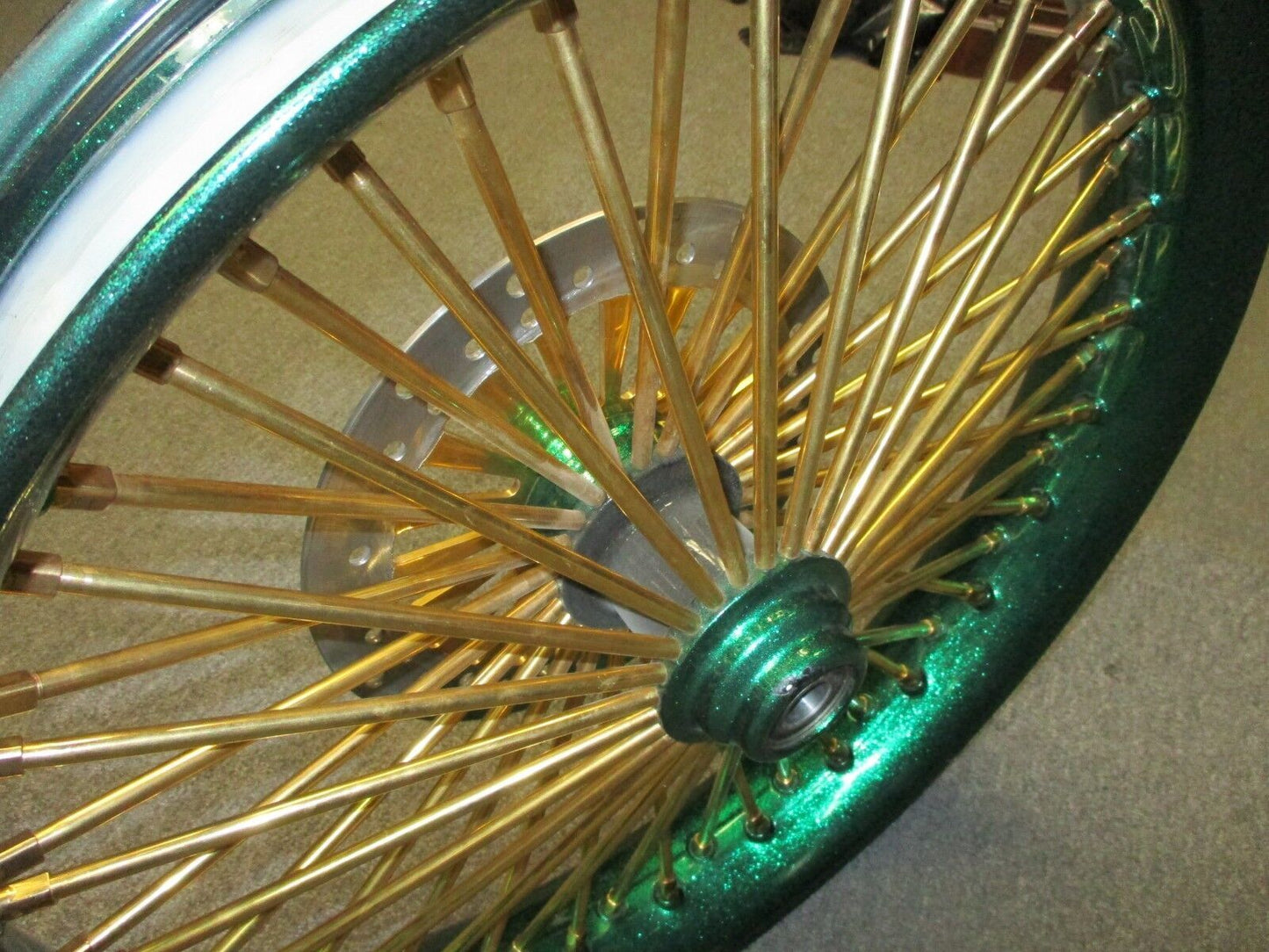 26" x 3.5" 50 Fat Spoke Wheel with 13" Brake Rotor for Custom Bagger Application